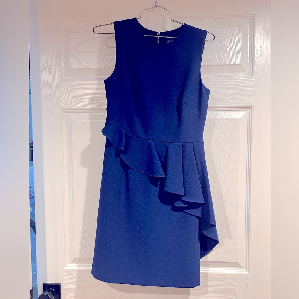 Vince Camuto Asymmetrical Ruffle Dress in Blue